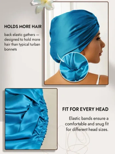 Silksilky Pure Silk Double Layer Night  Bonnet In Blue
