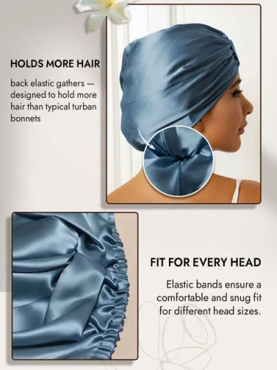 Silksilky Pure Silk Double Layer Night  Bonnet In Blue
