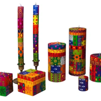 Thumbprint Artifacts Multi Color Painted Voltive Candles