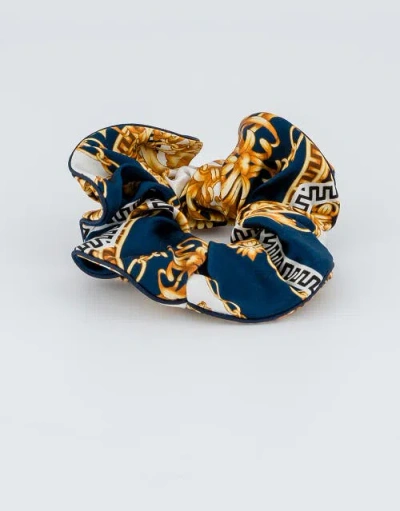 Alexandre De Paris Printed Silk Scrunchie In Blue
