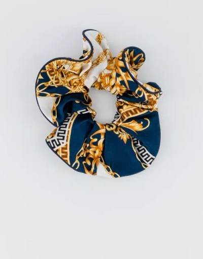 Alexandre De Paris Printed Silk Scrunchie In Blue