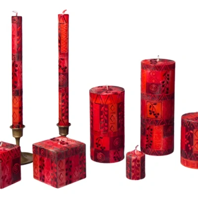 Thumbprint Artifacts Berry Blaze Painted Cube Candle