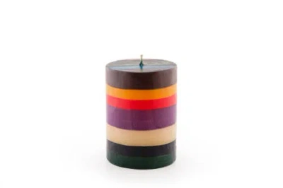 Thumbprint Artifacts Memphis Stripe Painted Cube Candle