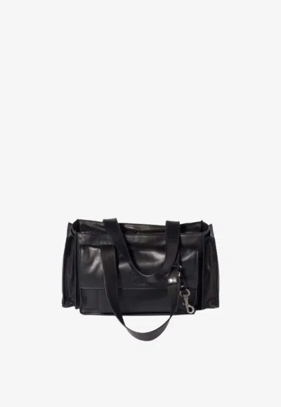 Miu Miu Shoulder Bag Adjustable Strap Front And Side Pockets In Black