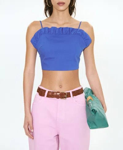 Mango Open-back Crop Top In Blue