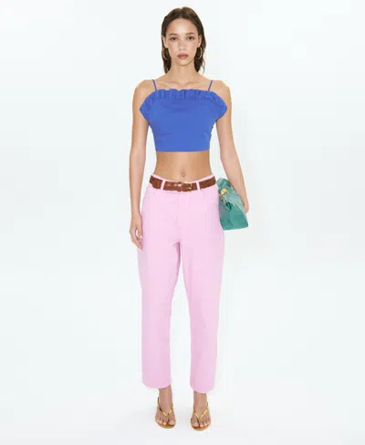 Mango Open-back Crop Top In Blue