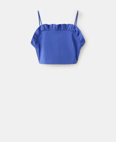 Mango Open-back Crop Top In Blue