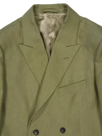 Bode Linen Double-breasted Blazer In Multi