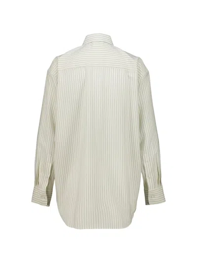 Auralee Stripe-pattern Wool Shirt In Green