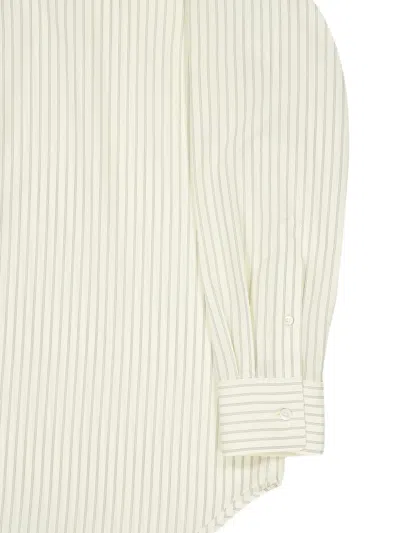 Auralee Stripe-pattern Wool Shirt In Green