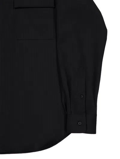 Auralee Flap-pocket Wool Shirt In Black