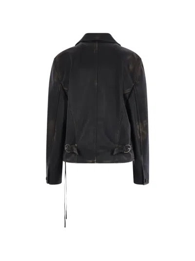 Ann Demeulemeester Malik Distressed-effect Leather Jacket In Black
