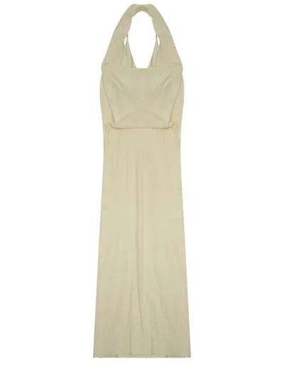 Alysi Flowing Silhouette Halter Neckline Dress In Neutral