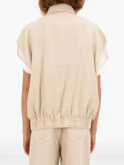 Icon Denim Ines Elasticated-hem Denim Jacket In Neutral