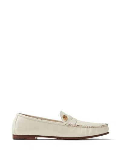 Versace Guanto Leather Loafers In White