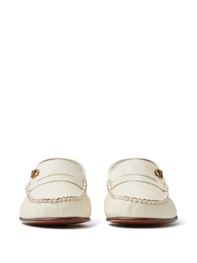 Versace Guanto Leather Loafers In White
