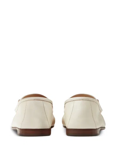 Versace Guanto Leather Loafers In White