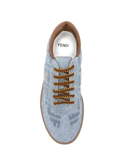 Fendi Ff-monogram Denim Sneakers In Multi