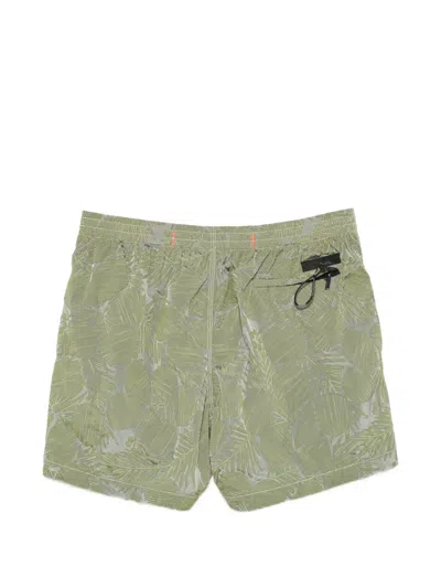 Rrd Leaf-print Drawstring Shorts In Green