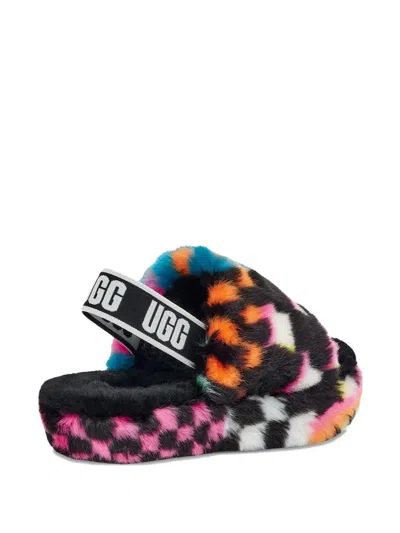 Ugg Fluff Yeah Checkered Sandals In Multi