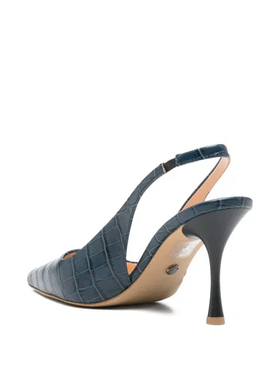 Sergio Moretti Firenze Croc-effect Slingback Pumps In Blue