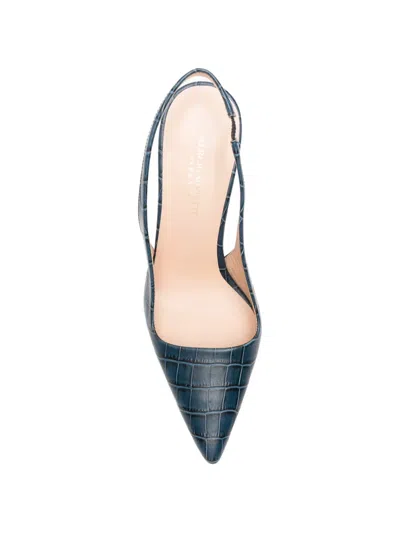 Sergio Moretti Firenze Croc-effect Slingback Pumps In Blue