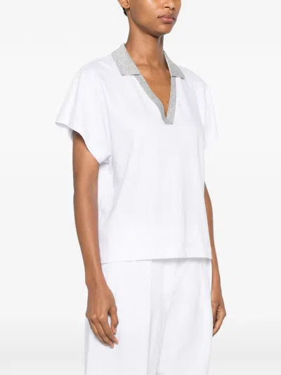 Amina Rubinacci Glitter-trim T-shirt In White