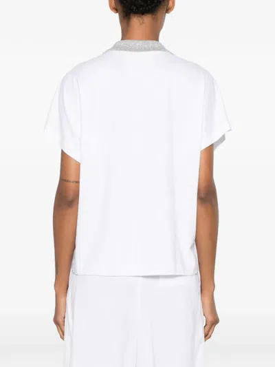 Amina Rubinacci Glitter-trim T-shirt In White