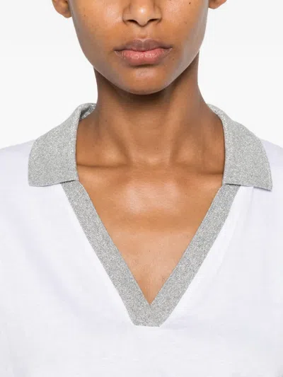 Amina Rubinacci Glitter-trim T-shirt In White