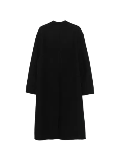 Rier Walker Fleece-texture Coat In Black