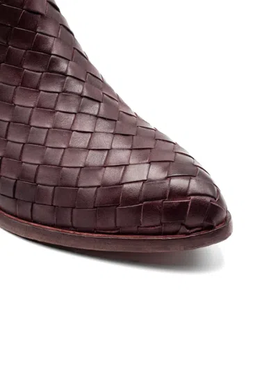 Curiosite Woven Leather Ankle Boots In Brown