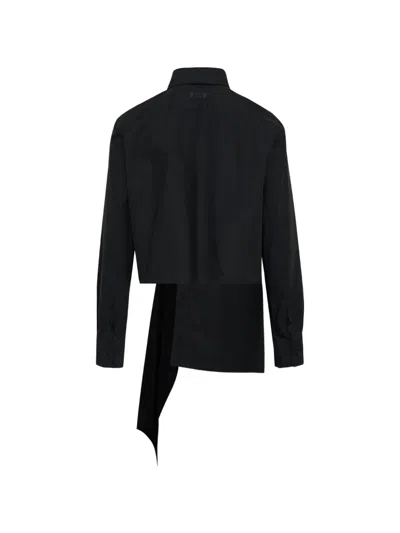 Msgm Asymmetric-hem Shirt In Black
