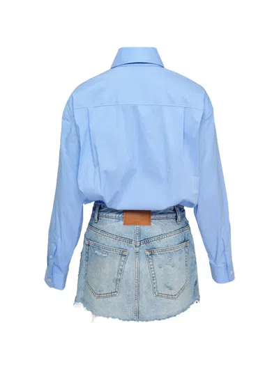 Alexander Wang Prestyled Button Down Skort Romper In Blue