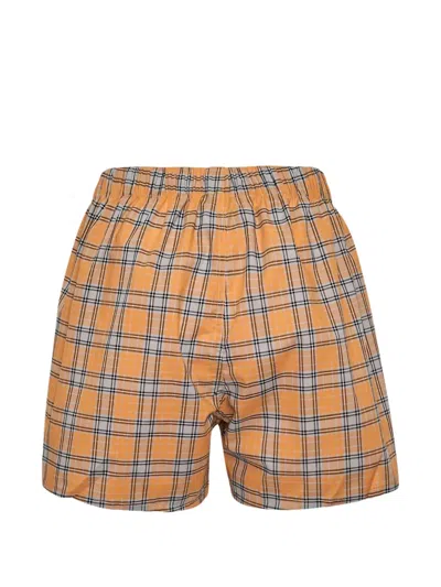 Msgm Check-pattern Boxer Shorts In Orange