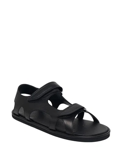 Auralee Double-touch-strap Leather Sandals In Black