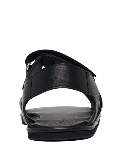 Auralee Double-touch-strap Leather Sandals In Black