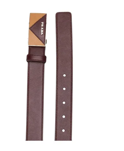Prada Adjustable Buckle Belt In Brown