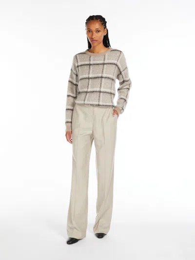 Max Mara Plaid Pattern Jacquard Sweater In Brown