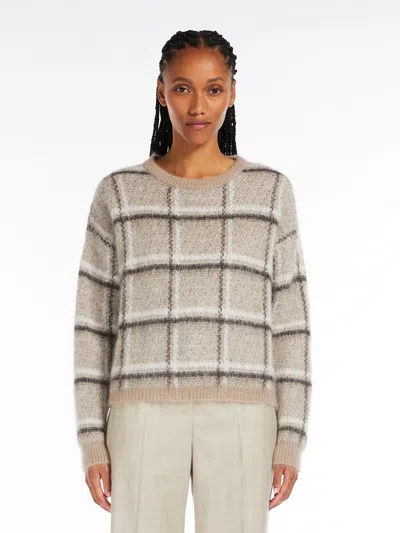 Max Mara Plaid Pattern Jacquard Sweater In Brown