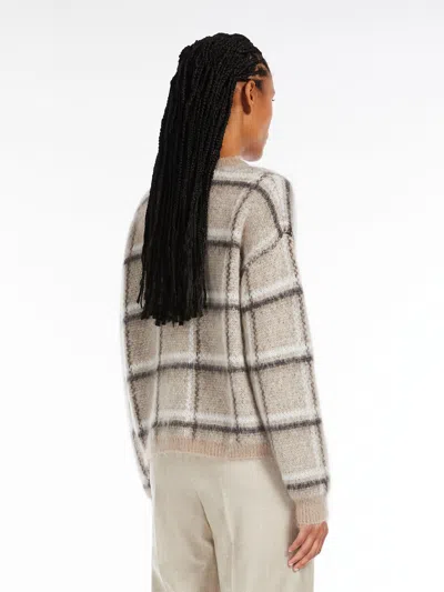 Max Mara Plaid Pattern Jacquard Sweater In Brown