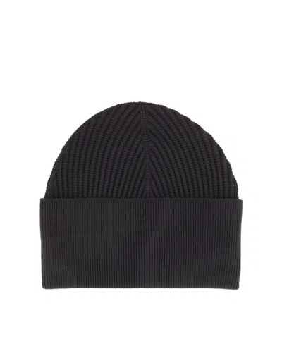 Studio Nicholson Ribbed Texture Folded Cuff Hat In Black