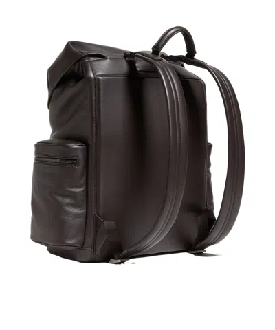 Zegna Leather Backpack In Brown