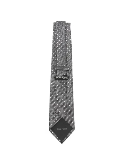 Tom Ford Patterned Tie In Gray