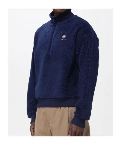 Bally Plush-textured High Turtleneck Pullover In Blue