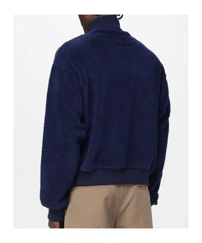 Bally Plush-textured High Turtleneck Pullover In Blue