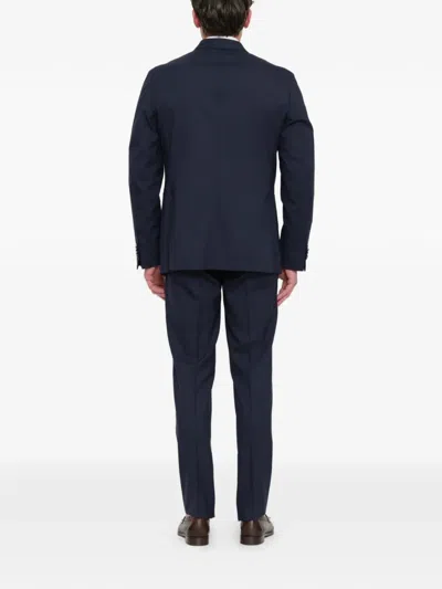 Manuel Ritz Double-breasted Peak-lapel Suit In Blue
