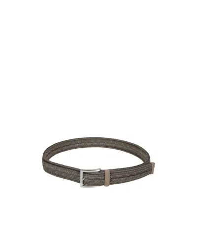 Orciani Braided Elastic Belt In Brown