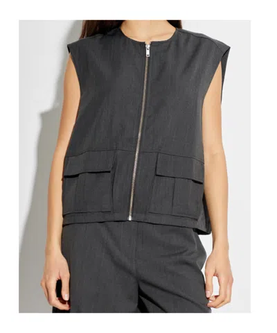 Samsoe & Samsoe Zipper Vest In Gray