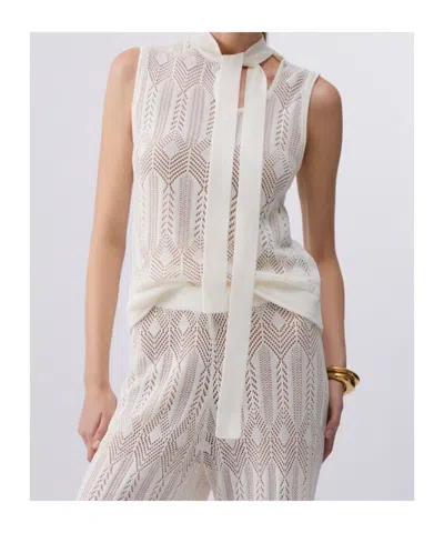 Liu •jo Beige Openwork Cut-out Bow Sweater In Neutral