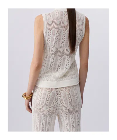 Liu •jo Beige Openwork Cut-out Bow Sweater In Neutral
